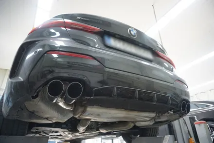 BMW M440i 환상적 팝콘 배기 튜닝 엔드 머플러 작업, 보펜 모듈 작업기 / 서울 동작구