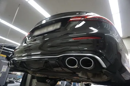 벤츠 E53AMG 배기 튜닝 엔드 머플러 증폭, 중후한 AMG 버블 사운드 완성하였습니다. / 서울 동작구