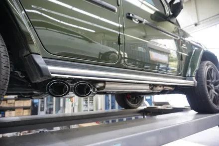 벤츠 W464 G63AMG V8 호랑이 배기 튜닝 구조변경 필요 없는 브릴란테 가변 배기 작업 진행하였습니다. / 서울 동작구