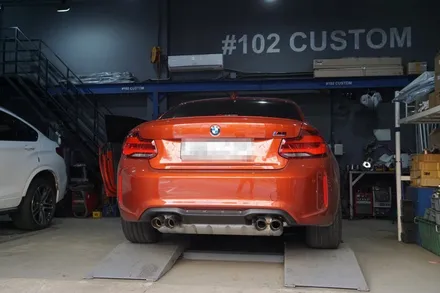 BMW F87 M2컴페티션 배기튜닝 파워풀한 사운드 세팅 중통 소음기교체 작업 / 서울 동작