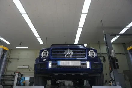 벤츠 G400D 완벽 배기 튜닝, 져스트 액티브 사운드 원형 듀얼 머플러 팁 장착 / 서울 동작구