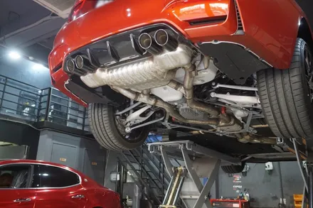 BMW F83 M4 컨버터블 배기음 상승 중통 소음기 교체 순정가변 온오프 장치 BMS 모듈 세팅~! / 서울 동작
