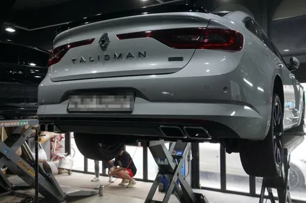 SM6 배기튜닝 구조변경 필요없는 순정형 듀얼배기 AMG 스타일 사각 머플러 팁 적용 / 서울 동작