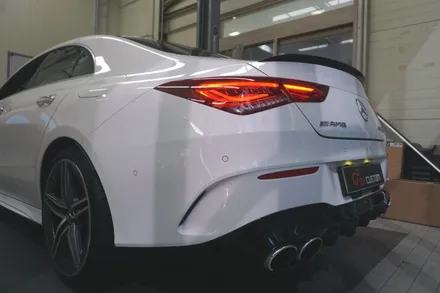 벤츠 CLA 45 S AMG 확실한 배기 튜닝 중통 엔드 세팅하였습니다. / 서울 동작구