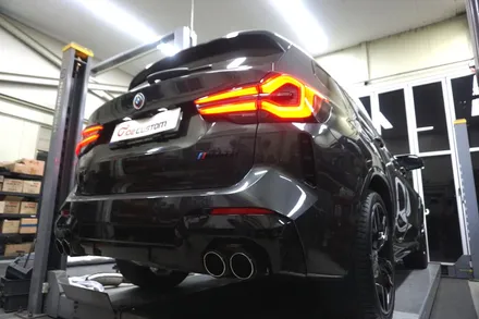 BMW X3 M40i 스포티한 배기음 튜닝 중통, 보펜 모듈, JSR 카본 머플러 팁 장착 / 서울 동작구