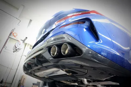 BMW M850i 8기통 배기 튜닝 구조변경NO 브릴란테 카본 머플러 팁 장착을 모두 완료하였습니다. / 서울 동작구