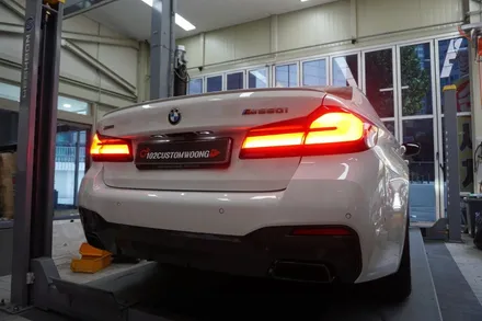 BMW M550i 배기 튜닝 완벽 팝콘 사운드 중통 소음기 교체, 보펜 모듈 장착 / 서울 동작