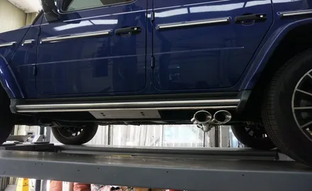 벤츠 G400D 완벽 배기 튜닝, 져스트 액티브 사운드 원형 듀얼 머플러 팁 장착 / 서울 동작구