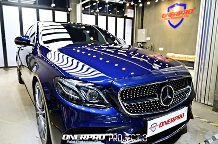 벤츠 E300 브릴리언트 블루 인증 중고차 전체PPF 가 부담스럽다면, 딱 필요한부분만~~ 부천PPF / 수원 팔달