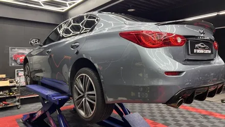 닛산 인피니티 Q50S 전체 크롬 죽이기 포인트 랩핑 크롬 딜리트 택랩 고광택 블랙유광 부분랩핑- [구미랩핑/대구랩핑/경북랩핑/sy디자인커스텀] / 구미시 선기동