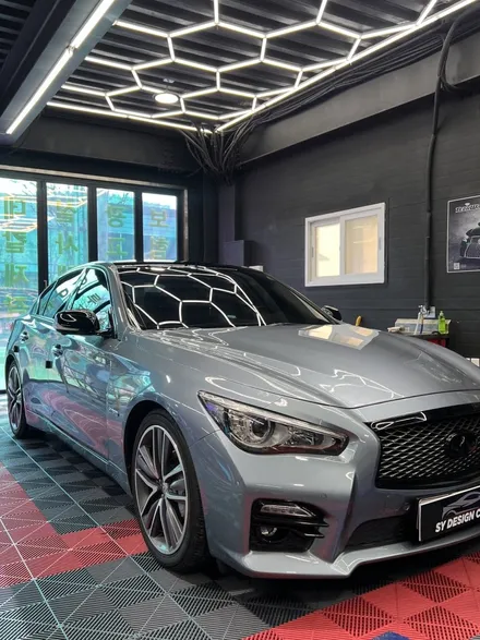 닛산 인피니티 Q50S 전체 크롬 죽이기 포인트 랩핑 크롬 딜리트 택랩 고광택 블랙유광 부분랩핑- [구미랩핑/대구랩핑/경북랩핑/sy디자인커스텀] / 구미시 선기동
