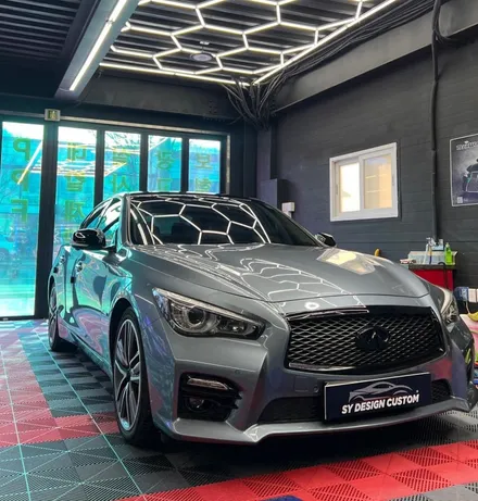 닛산 인피니티 Q50S 전체 크롬 죽이기 포인트 랩핑 크롬 딜리트 택랩 고광택 블랙유광 부분랩핑- [구미랩핑/대구랩핑/경북랩핑/sy디자인커스텀] / 구미시 선기동