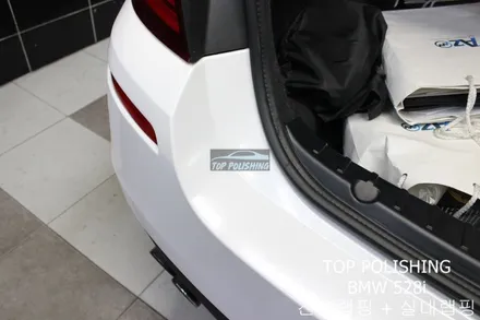 탑폴리싱 [ BMW 528I ] 다이아몬드 화이트 전체랩핑 + 3M 4D 유광카본 실내랩핑 + 그릴교환 / 양천구 신정동