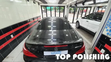 탑폴리싱 [ 벤츠 SL63 AMG ] 사고수리 후 블랙크롬 전체랩핑 하기 / 양천구 신정동