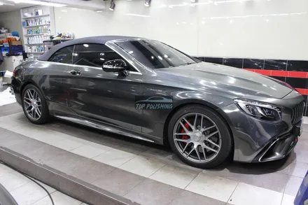 탑폴리싱 [ 벤츠 S63AMG 카브리올레 ] 국내1호출고차량 에이버리 슈프림 블랙크롬 전체랩핑 하기 / 양천구 신정동