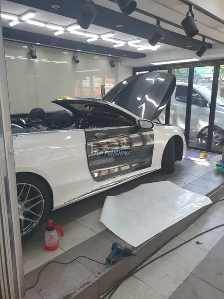 탑폴리싱 [ 벤츠 S63AMG 카브리올레 ] 국내1호출고차량 에이버리 슈프림 블랙크롬 전체랩핑 하기 / 양천구 신정동