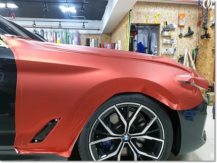 BMW 530e 무광레드크롬 전체랩핑 무광크롬 크롬랩핑