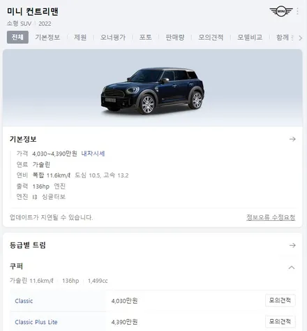 [미니컨트리맨] 루프스킨+사이드데칼+본넷데칼