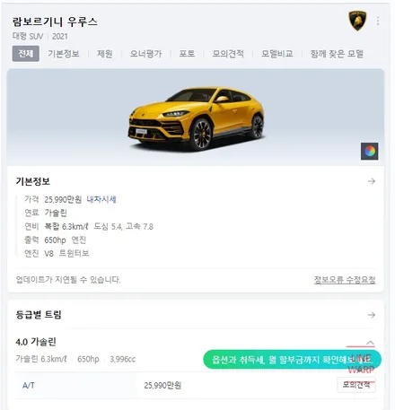 람보르기니 우루스 포인트 랩핑(라인랩핑)+휠랩핑