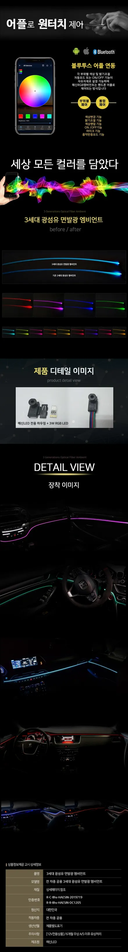 팰리세이드 해신 LED RGB 엠비언트 & D7 엠보싱 바닥 매트 / 구리 교문동