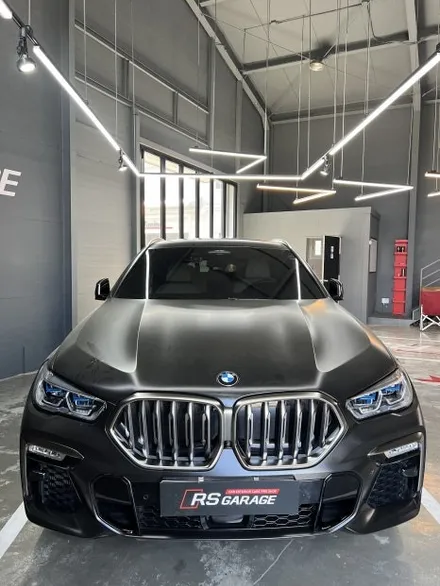 BMW x6 m50d 전체랩핑 재시공, 헤드라이트PPF. 에이버리 사틴 다크그레이