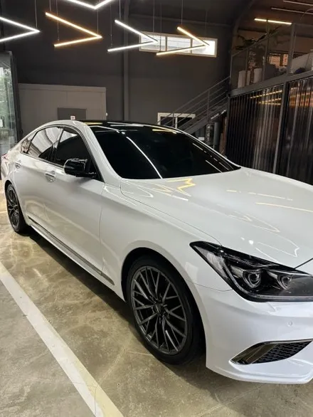 제네시스G80 화이트 전체랩핑과 루프스킨