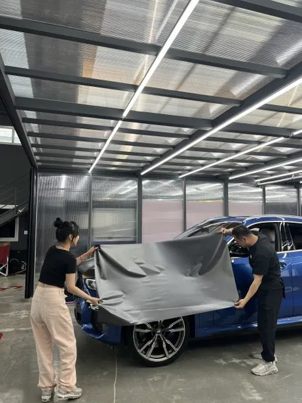 BMW x6 m50d 전체랩핑 재시공, 헤드라이트PPF. 에이버리 사틴 다크그레이