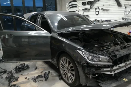 평택랩핑 보험 재시공! G80 매트다크그레이 전체재시공! / 평택 삼남로