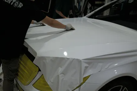 평택랩핑 벤츠S400 에이버리 유광화이트 전체랩핑 시공 / 평택시 칠괴동