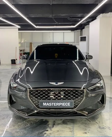 [MASTERPIECE] 제네시스 G70 페인트가루제거 + 광택 + 블락포디 스카이블루 썬팅 + 클리프디자인 부분 PPF 시공 (고양시 덕양구 삼송 원흥 일산 ) / 고양,일산,김포,파주
