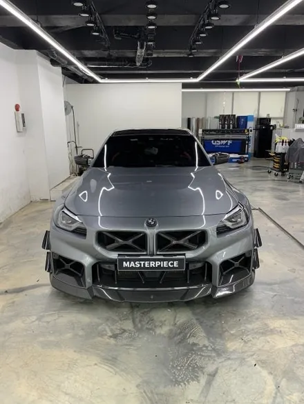 BMW M2 반무광(사틴) 실버 크롬 전체 랩핑 시공 (고양시 덕양구 삼송 원흥 일산) / 고양시 덕양구 삼송동
