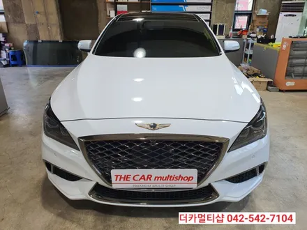 제네시스G80스포츠/전면썬팅 글라스틴트 레이니블루 열반사썬팅/대전더카멀티샵