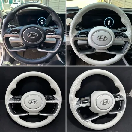 아반떼cn7핸들가죽교체 핸들가죽컬러변경 웜그레이 [더핸들] / 남양주 별내면