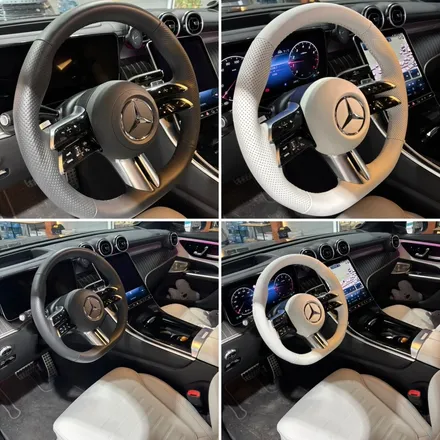 [더핸들]벤츠 GLC300 4MATIC AMG Line 핸들 가죽 컬러 변경 & 가죽교체 작업 (화이트 핸들) / 남양주 별내면