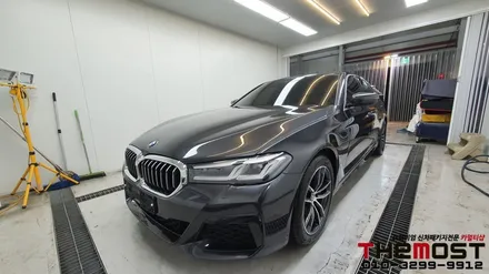 BMW 5시리즈 레인보우 i90블랙 비반사비금속 썬팅의 최강성능 서울 강서구 마포구 은평구 서대문구 수입차 썬팅 신차패키지 전문점 더모스트 / 고양, 일산, 파주, 은평