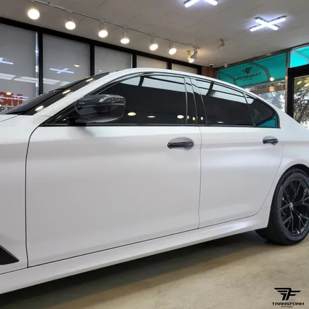 [전체랩핑 제거/재시공/랩핑 보험처리] bmw m5 사틴화이트 전체랩핑 / 고양시 덕이동
