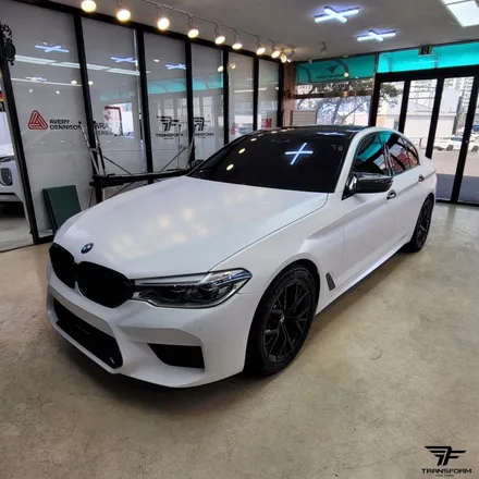 [전체랩핑 제거/재시공/랩핑 보험처리] bmw m5 사틴화이트 전체랩핑 / 고양시 덕이동