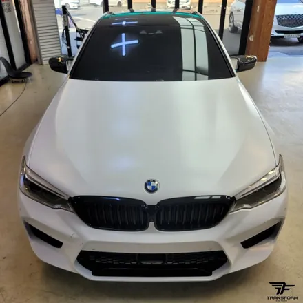 [전체랩핑 제거/재시공/랩핑 보험처리] bmw m5 사틴화이트 전체랩핑 / 고양시 덕이동