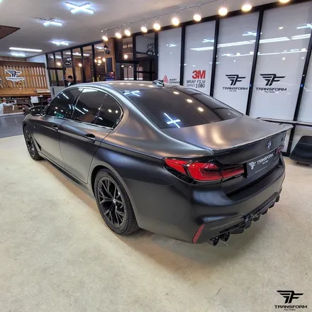 [전체랩핑 제거/재시공/랩핑 보험처리] bmw m5 사틴화이트 전체랩핑 / 고양시 덕이동