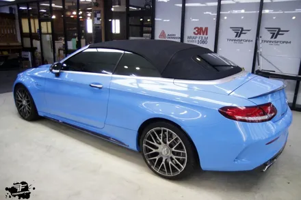 벤츠 c63s amg 전체랩핑 재시공 / 에이버리 라이트 블루 / 고양시 덕이동