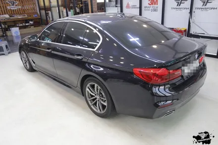 일산 랩핑 전문 bmw g30 사틴블랙 전체랩핑+아이나비qxd5000블랙박스 장착 / 고양시 덕이동