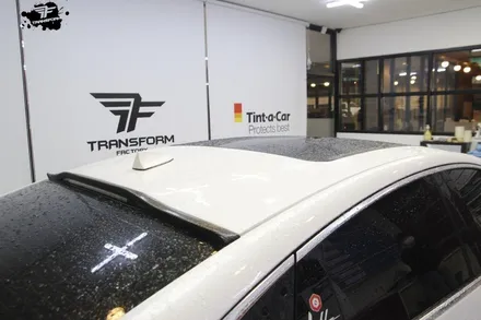 일산랩핑 전문 트랜스폼 더뉴말리부 루프스킨+사이드미러 랩핑 시공 / 고양시 덕이동
