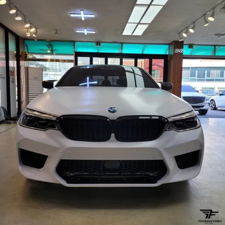 [전체랩핑 제거/재시공/랩핑 보험처리] bmw m5 사틴화이트 전체랩핑 / 고양시 덕이동