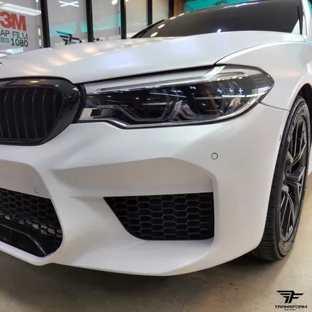 [전체랩핑 제거/재시공/랩핑 보험처리] bmw m5 사틴화이트 전체랩핑 / 고양시 덕이동