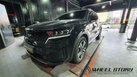 쏘렌토 MQ4 하이브리드 분체도색 19인치 블랙유광 레드캘리퍼도색 가양동 가산동 목동 휠스토리 / 서울 구로, 양천, 동작, 관악, 영등포, 부천, 안양