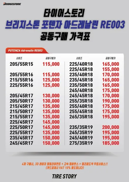 브리지스톤 포텐자 RE003 320d 추천 타이어 교체 / 서울 구로, 양천, 동작, 관악, 영등포, 부천, 안양