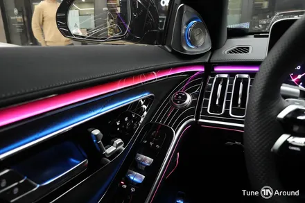 벤츠 W223 S500 액티브엠비언트 전동트위터 천장 부메스터 피아노트림 교체 시공 / 성남,분당,판교
