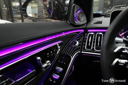 벤츠 W223 S500 액티브엠비언트 전동트위터 천장 부메스터 피아노트림 교체 시공 / 성남,분당,판교