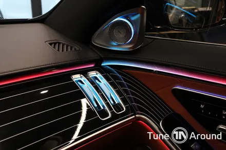 벤츠 W223 S500 실내의 완성 송풍구엠비언트 피아노트림 포함 5가지 시공 / 성남,분당,판교