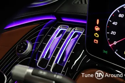 벤츠 W223 S500 실내의 완성 송풍구엠비언트 피아노트림 포함 5가지 시공 / 성남,분당,판교